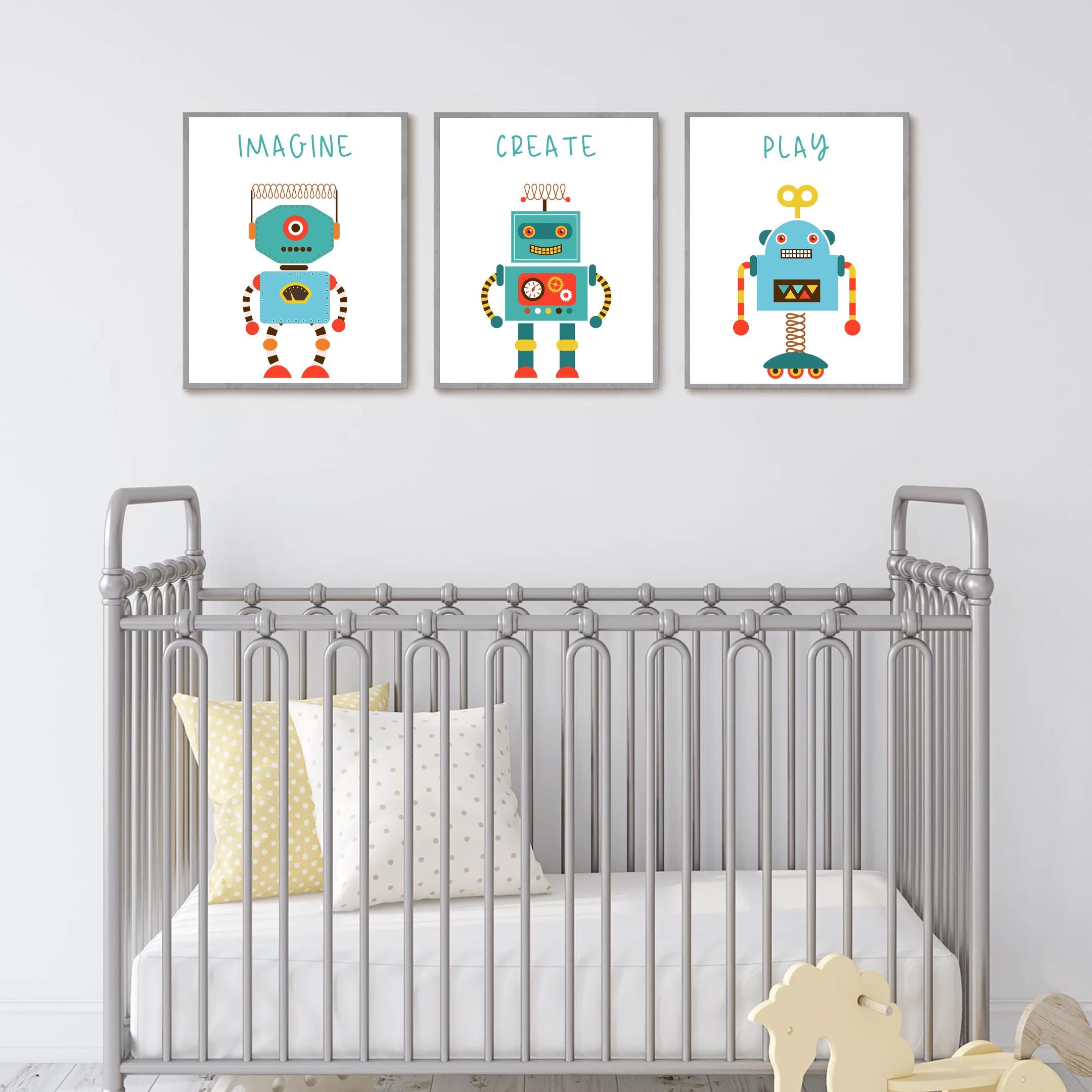 Robots Nursery Prints, Imagine Create Play, Boys Room Decor (digital ...