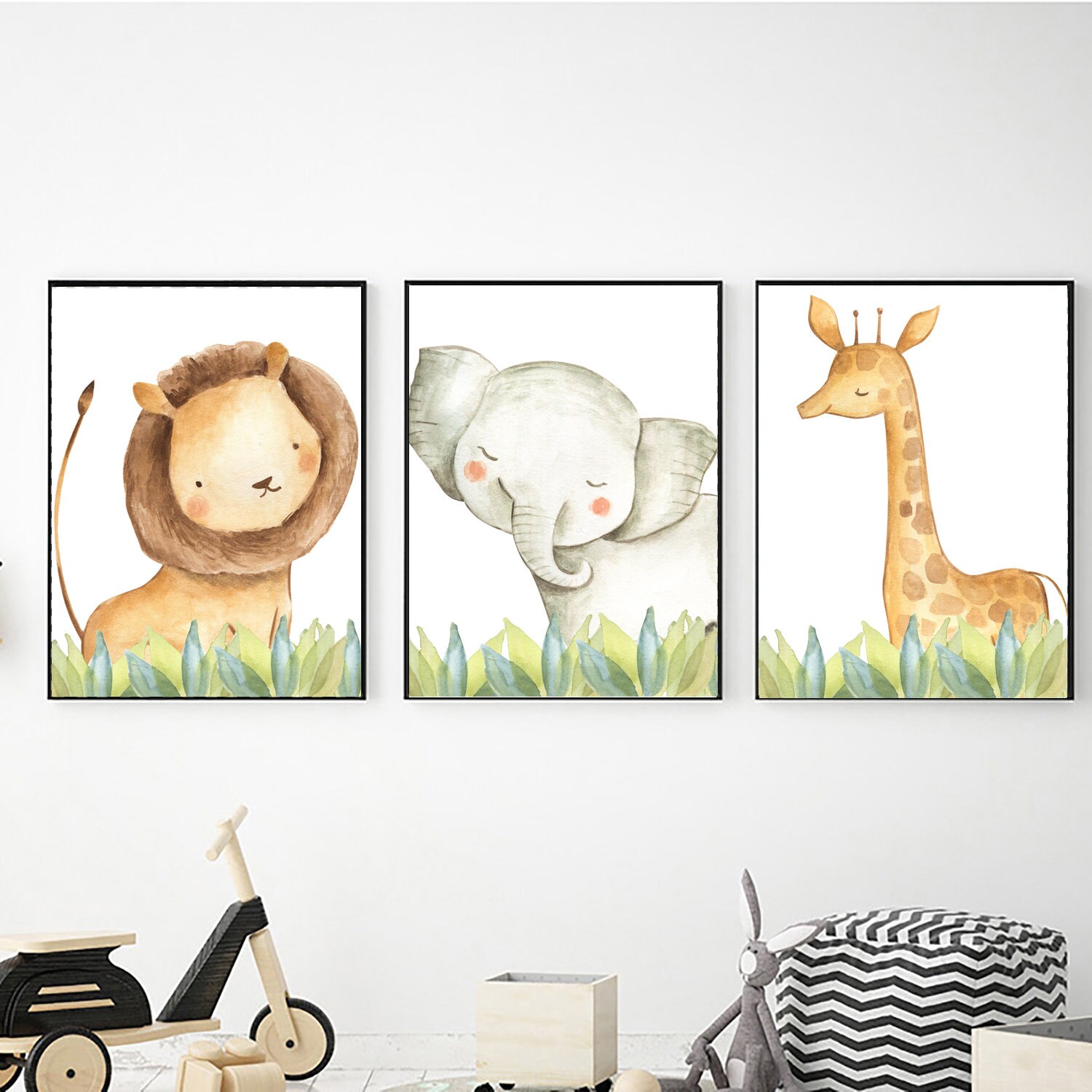 Safari Animals Printable Wall Art Set for Nursery Decor Etsy