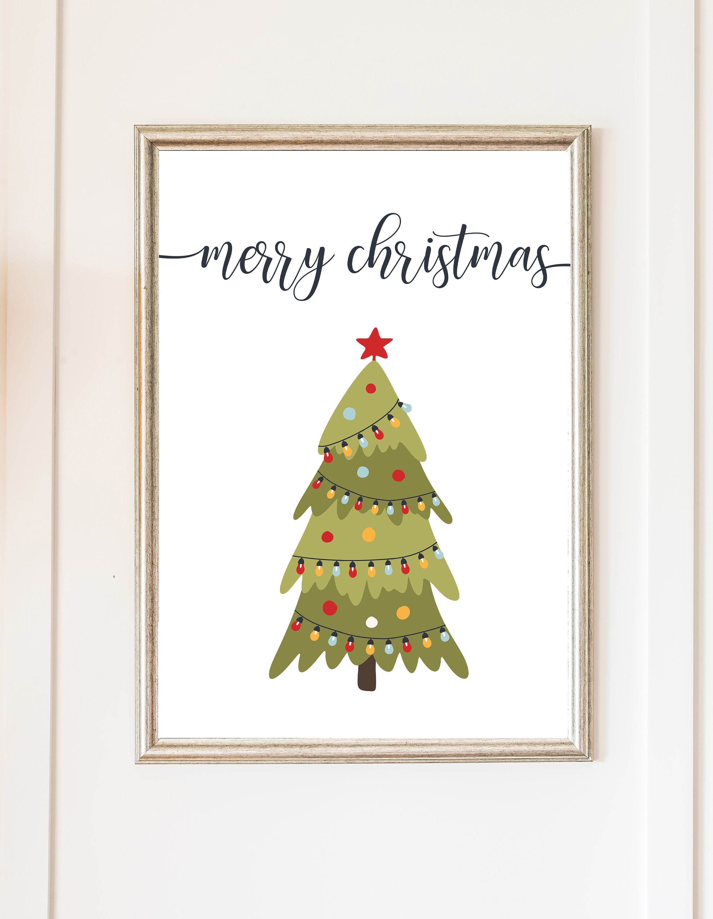 Christmas Tree Wall Art Digital Download Merry Christmas Etsy
