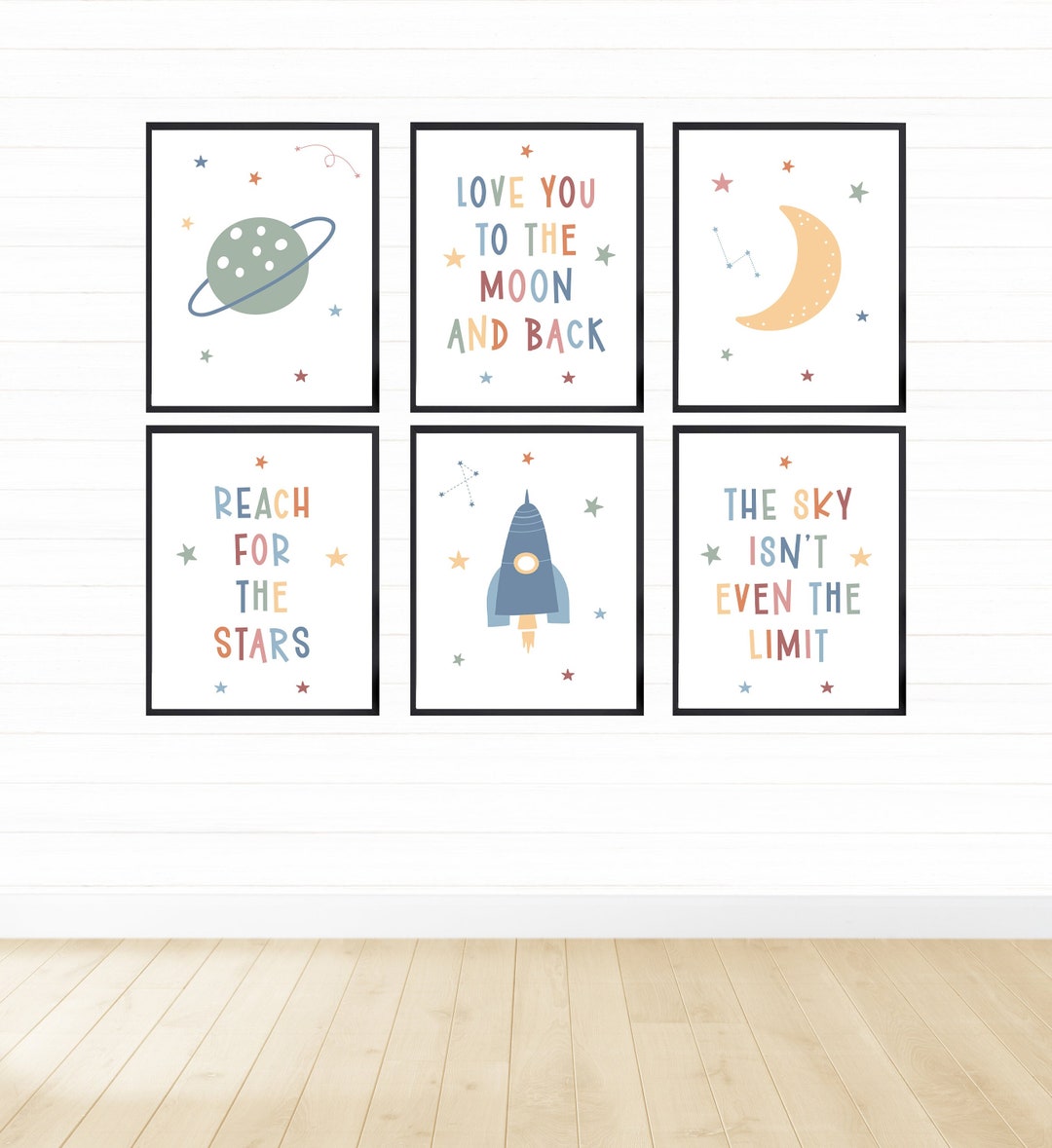  Weltall Wand Kunst Set, Weltraum Thema Kinderzimmer, Weltraum Drucke Bildidee 