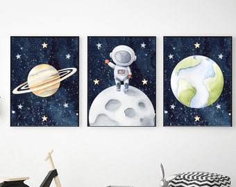 Watercolor Outer Space Printable Wall Art, Space Themed Nursery, Space Kids Poster, Baby Shower Gift, Space Prints, Kids Outer Space Decor