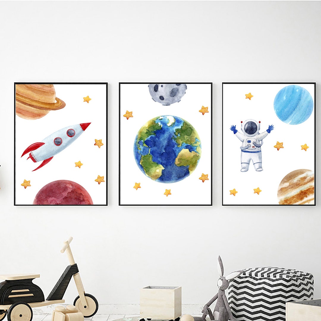 Outer Space Nursery Printable Wall Art Set, Digital Prints Download ...