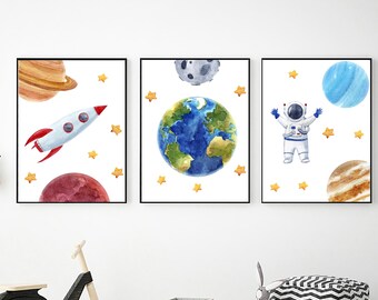 Outer Space Wall Art, Digital Download, Printable Wall Art, Space Prints, Space Themed Nursery Decor, Bedroom Wall Decor, Space Kids Poster
