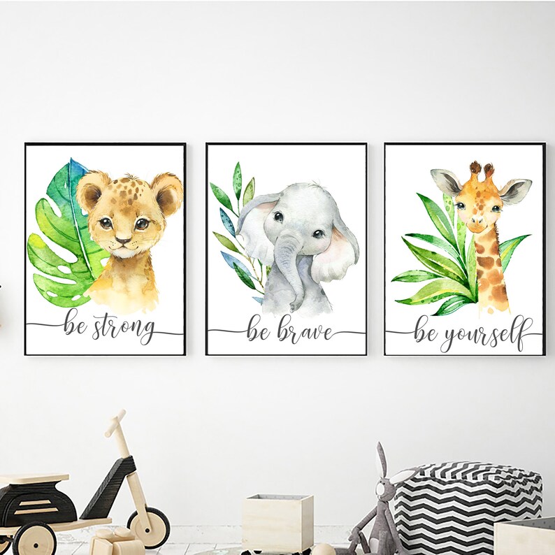 Printable Safari Animals Wall Art Set Digital Download Etsy
