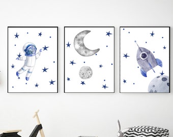 Outer Space Wall Art, Printable Wall Art, Digital Download, Space Nursery Decor, Space Prints for Boy Bedroom Decor, Toddler Bedroom Decor