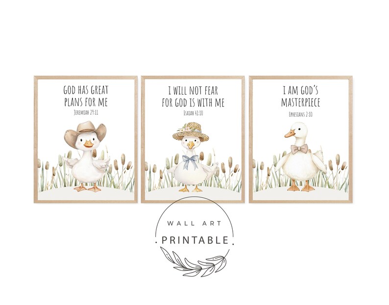 Silly Goose Nursery Print Set: Printable Christian Scripture Wall Art ...