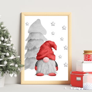 Printable Christmas Gnomes Wall Art Set, Digital Download, Printable ...