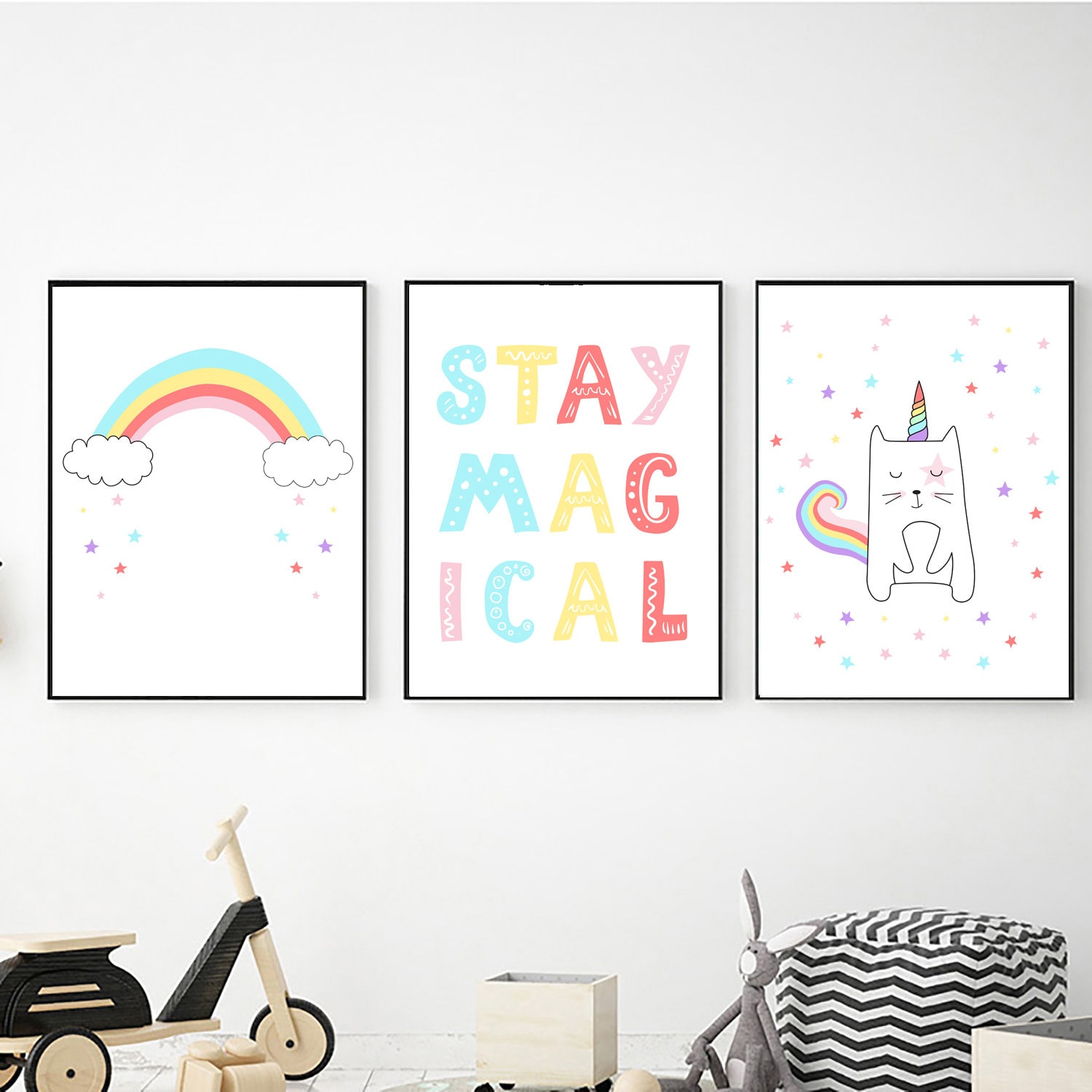 Caticorn Wall Art Set Digital Download Girl Nursery Prints Etsy