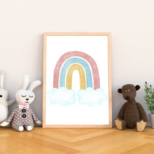 Rainbow Printable Wall Art Set of 3 Digital Download Pastel | Etsy