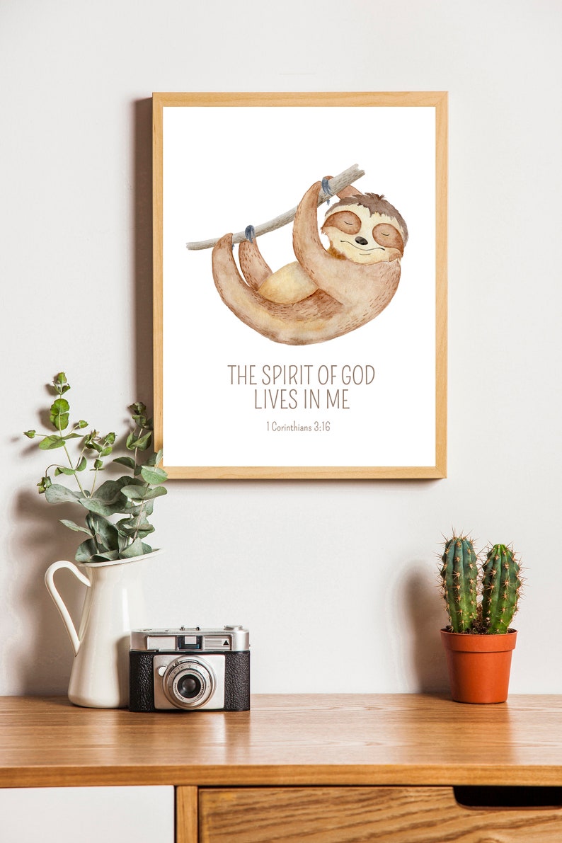 Sloth Bible Verse Printable Digital Download Sloth Theme | Etsy