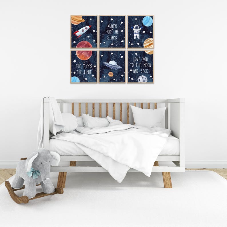 Outer Space Printable Nursery Wall Art Set of 6, Digital Download ...
