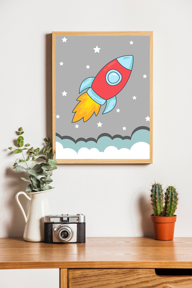 Space Themed Nursery Decor Digital download Set of 3 Space Etsy