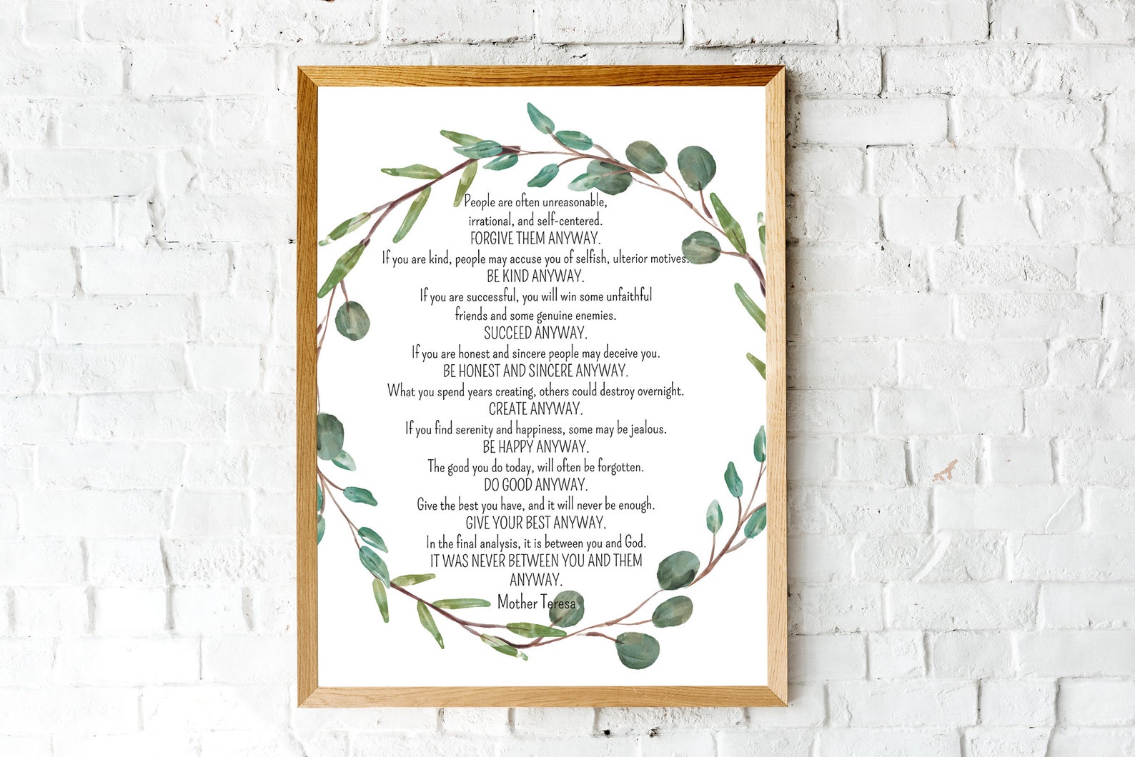 Mother Teresa Quote Printable Wall Art Digital Download - Etsy
