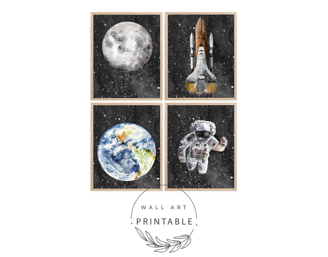 Outer Space Nursery Printable Wall Art Set of 4, Digital Download ...