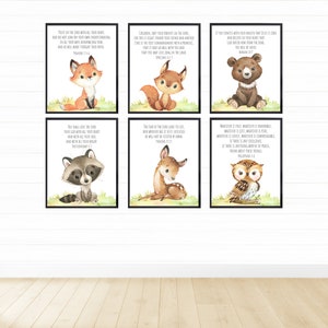 Woodland Animals With Bible Verse Printable Wall Art Set - Etsy