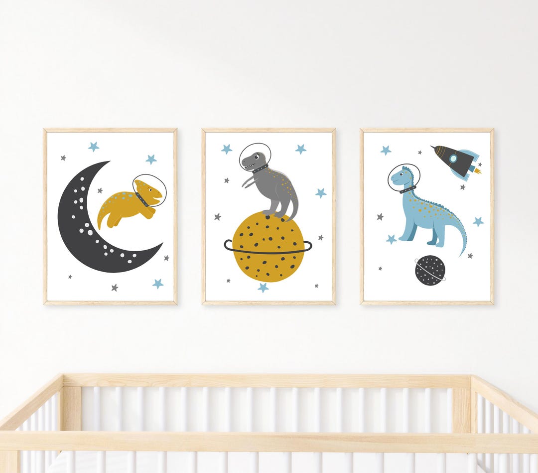 Dinosaurs Astronauts in Space Printable Wall Art, Digital Download ...