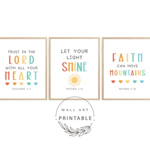 Set of 3 Bible Verse Prints Printable Wall Art Digital - Etsy