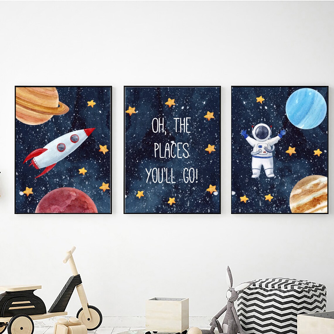Set of 3 Space Wall Art Digital Download Outer Space Decor Etsy