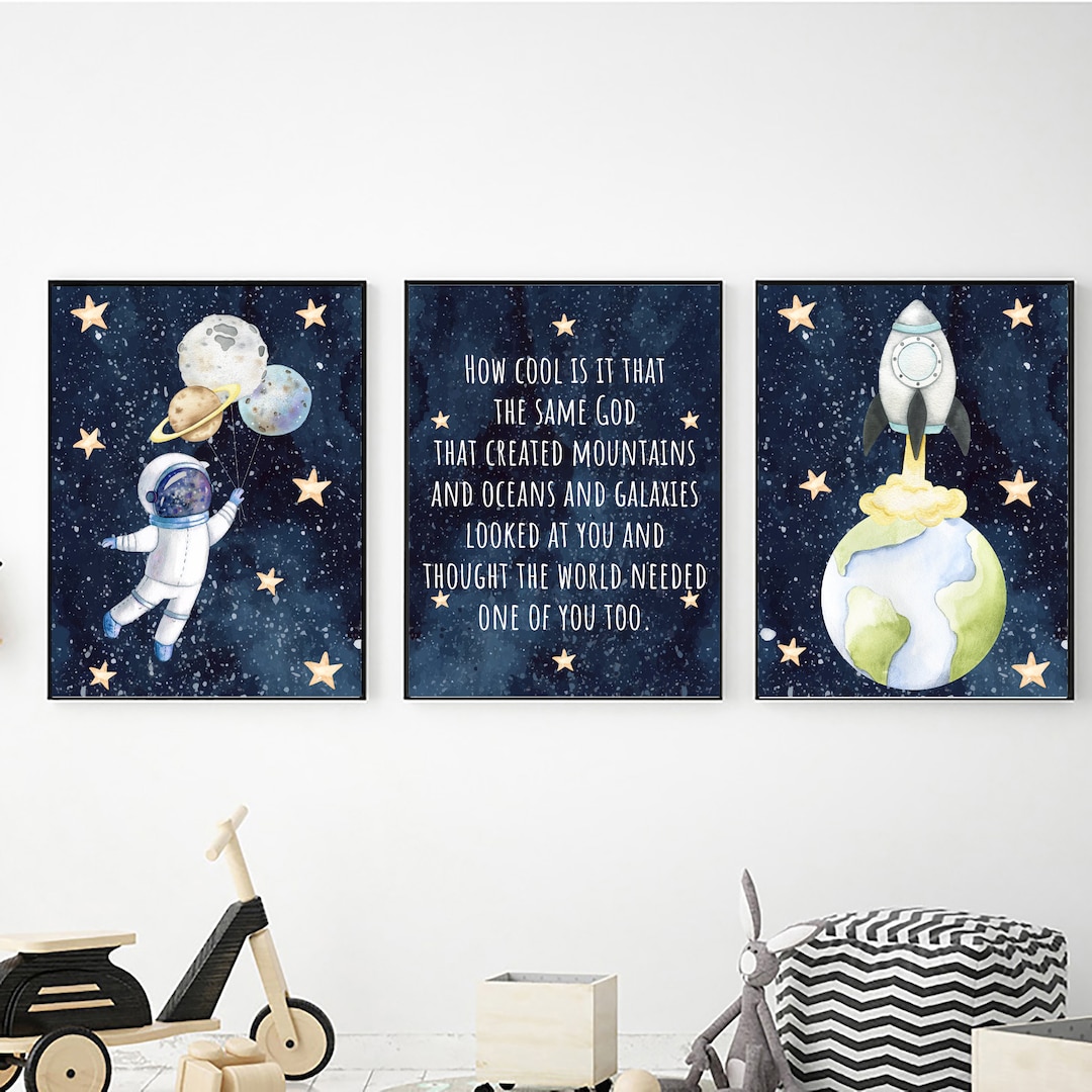Watercolor Space Printable Wall Art Set, Digital Download, Space Themed ...