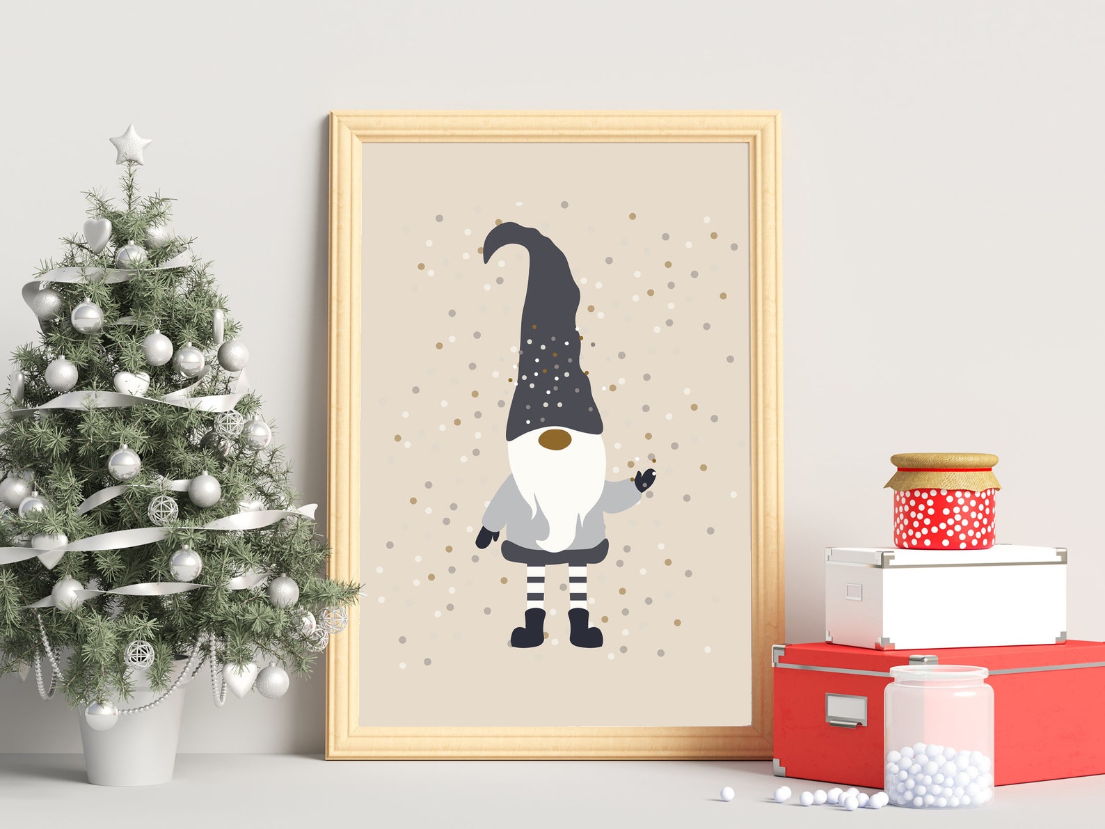 Scandinavian Christmas Gnomes Printable Wall Art Digital - Etsy