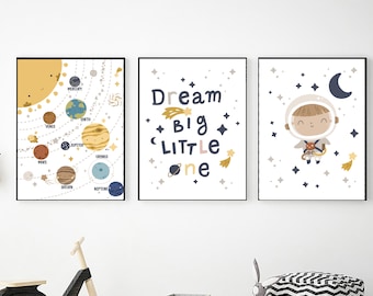 Space Wall Art Set, Digital Download, Printable Wall Art, Space Kids Posters, Outer Space Decor, Space Themed Nursery, Solar System Print