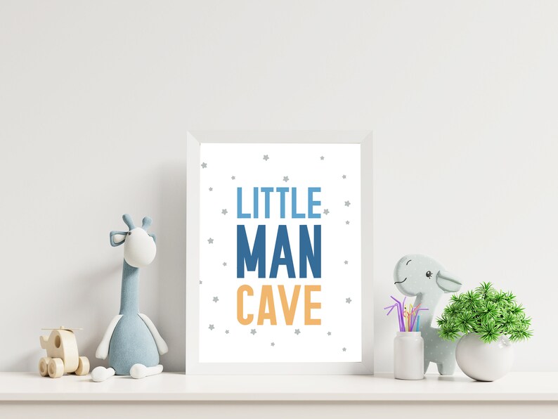 Little Man Cave Wall Art Digital Download Boy Nursery Art | Etsy
