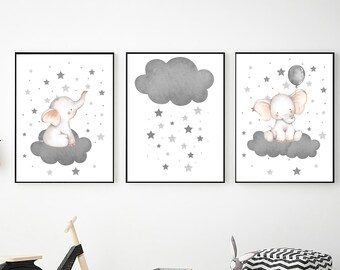 Elephant Nursery Decor Printable Wall Art Digital Download | Etsy