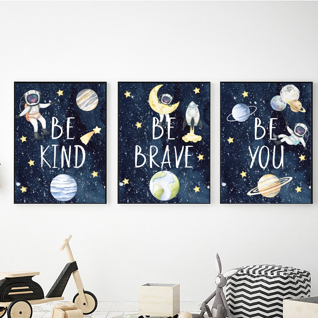 Space Printable Wall Art for Boys, Digital Set of 3 Nursery Prints ...