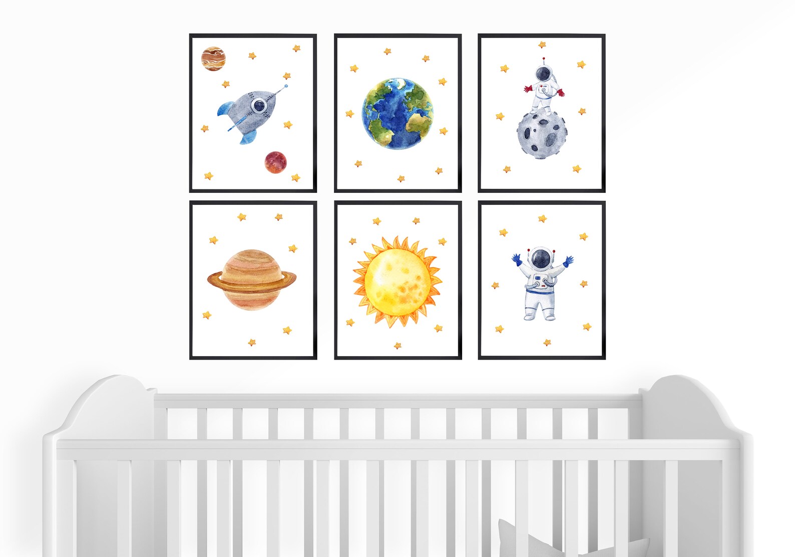 Kids Outer Space Wall Art Set for Nursery Decor Digital Etsy