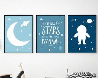 Space Printable Wall Art, Digital Download, Space Themed Nursery, Outer Space Decor, Space wall Art, Psalm Print, Sizes 11x14, 16x20, 8x10