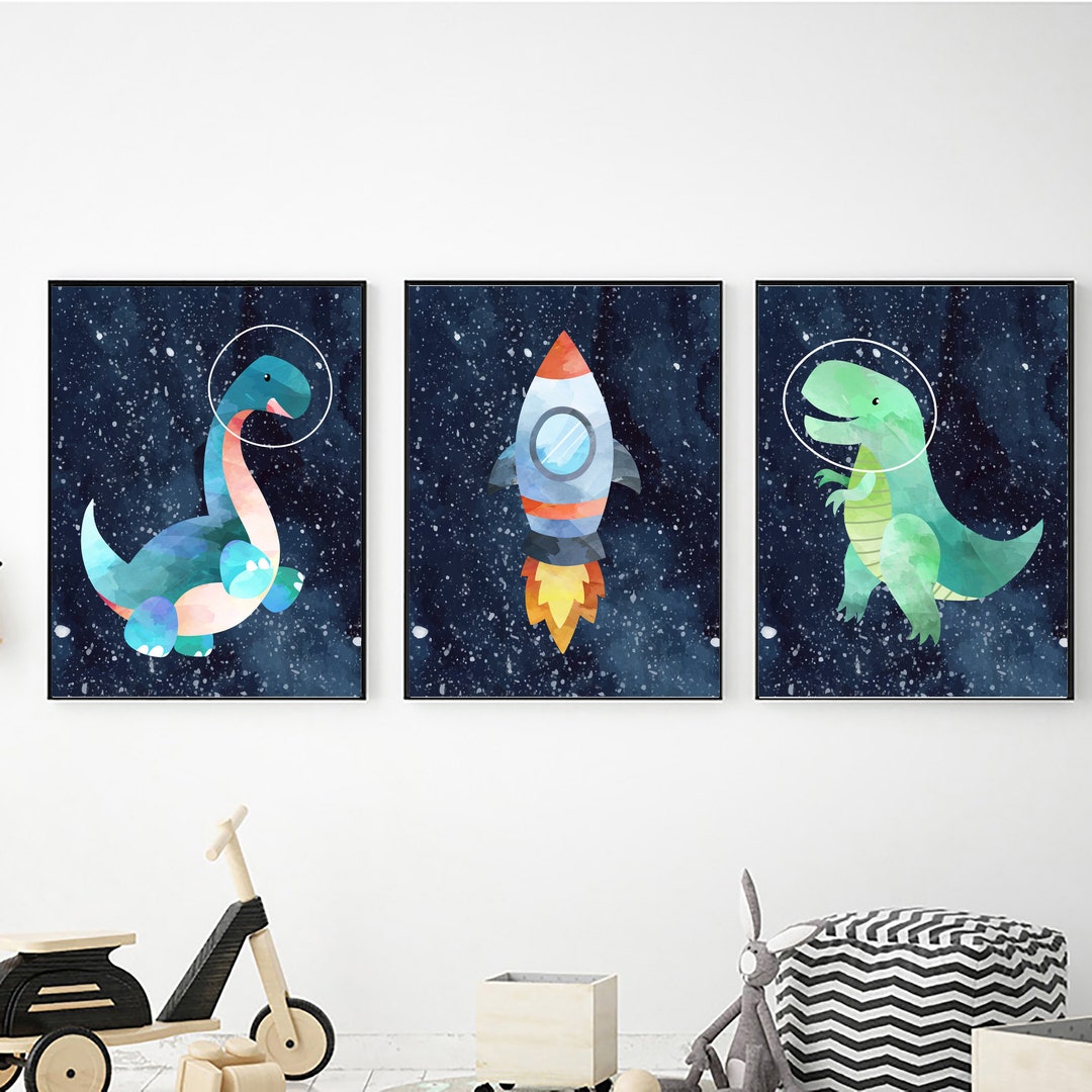 Watercolor Dinosaurs Printable Wall Art Set of 3, Digital Download ...