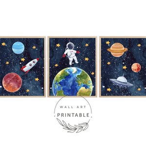 Outer Space Printable Wall Art Set of 3, Digital Download Kids Space ...