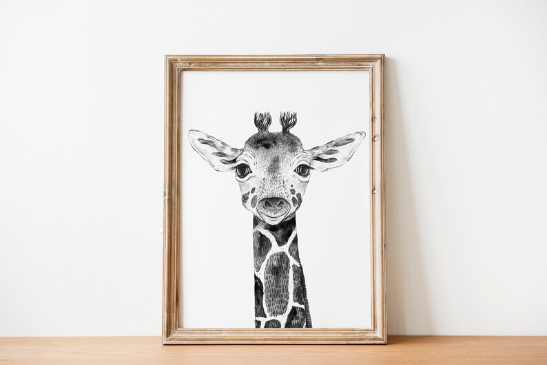 Black and White Safari Animals Wall Art Printable Wall Art Etsy