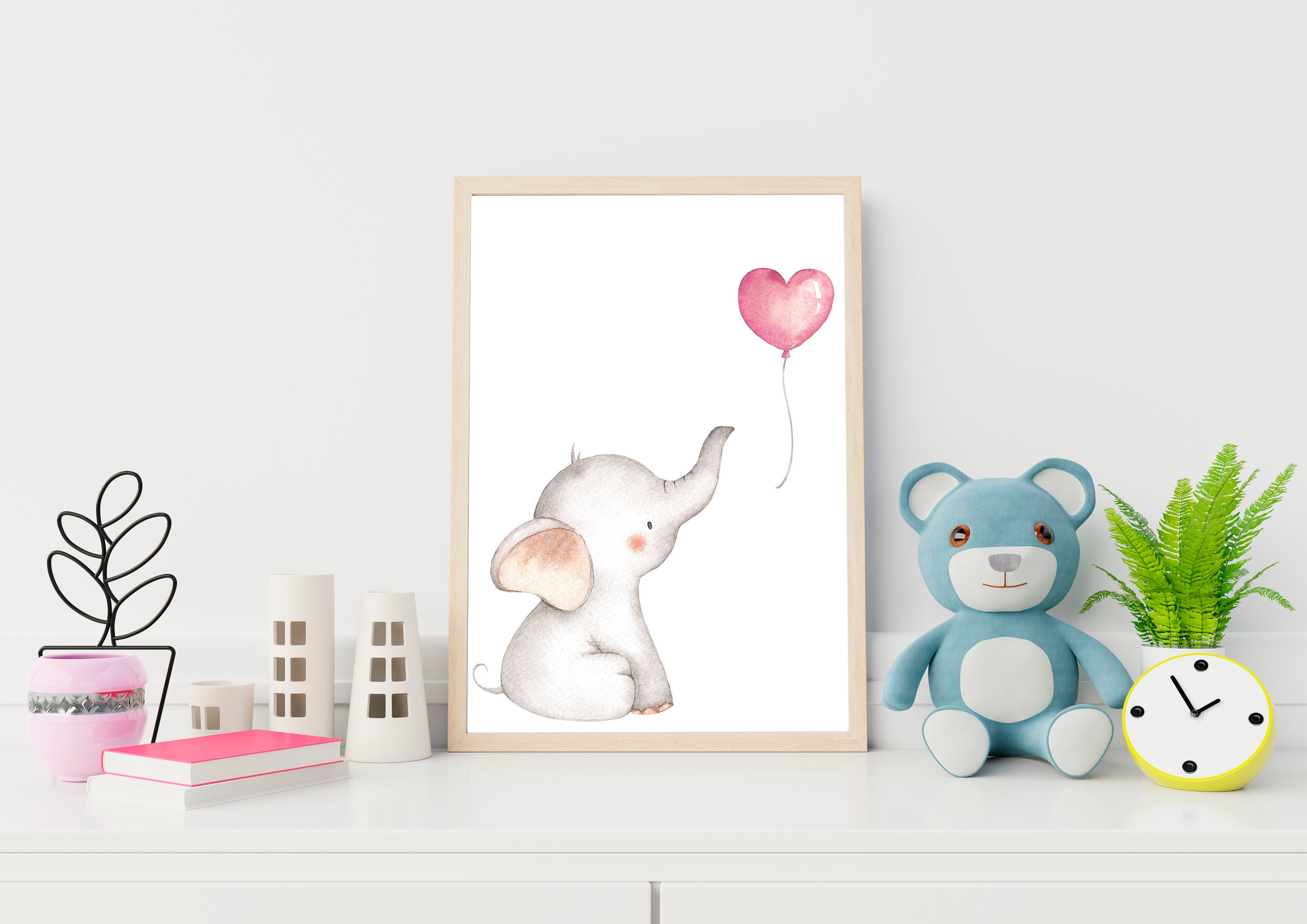 Elephant Printable Wall Art Digital Download Pink Elephant | Etsy