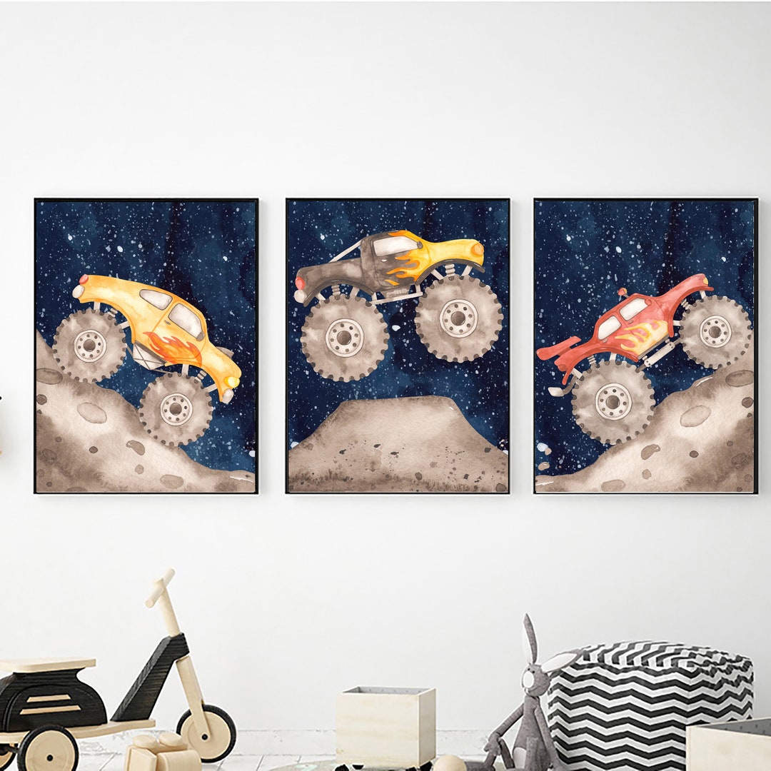 Monster Trucks Prints, Printable Wall Art, Digital Download, Trucks