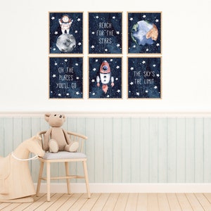 Printable Watercolor Space Wall Art Set of 6, Digital Download Art ...