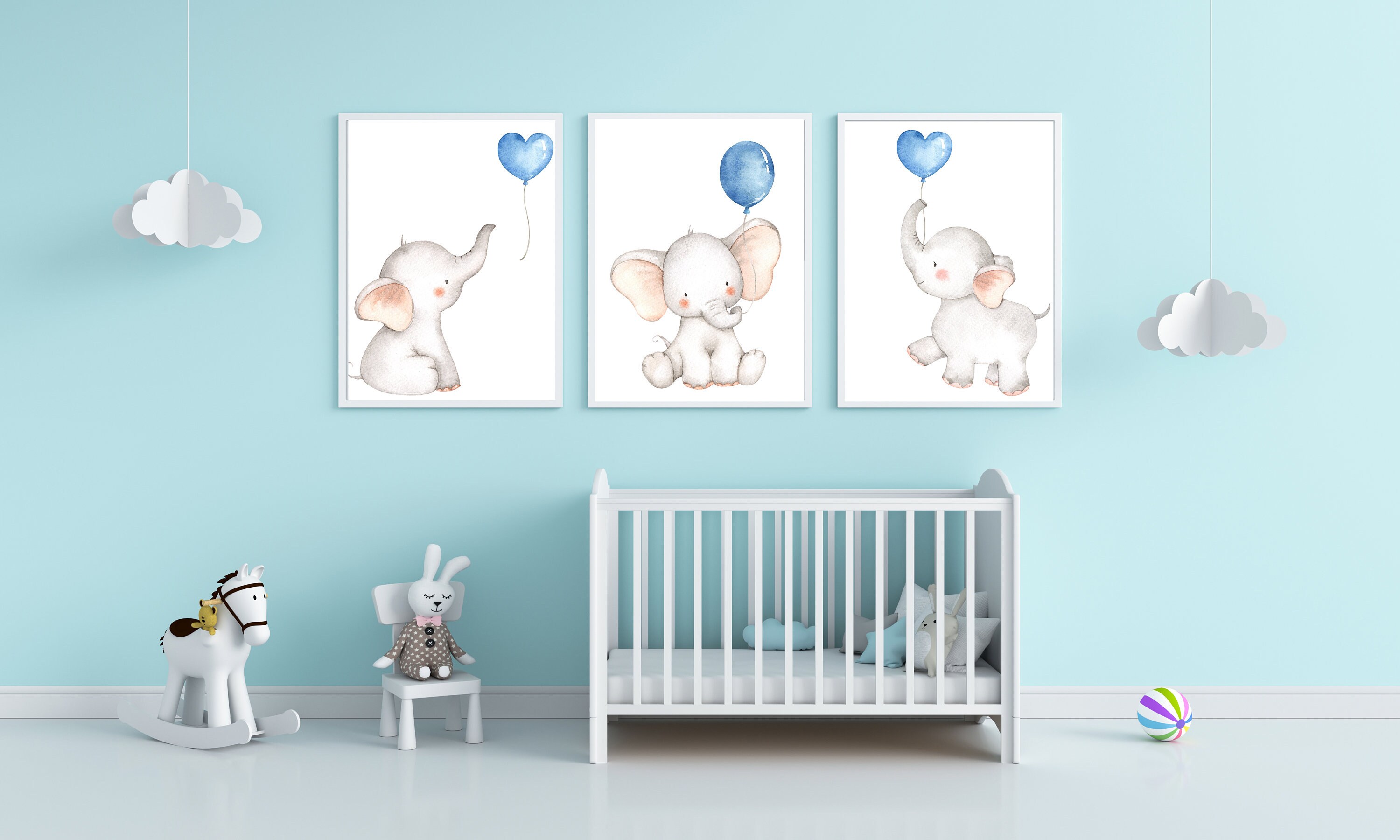 Elephant Printable Prints for Nursery Decor Digital Download Etsy