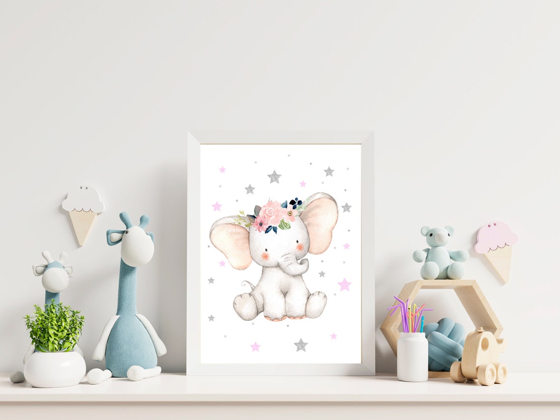 Baby Elephant Wall Art Digital Download Printable Wall Art | Etsy