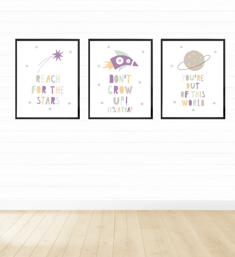 Bedroom Decor Girls Outer Space Printable Wall Art Set Space Prints Nursery Decor Digital Download Kids Room Decor 8x10 11x14 16x20