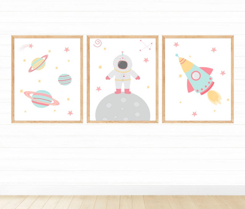 Outer Space Girls Nursery Decor Digital Download Printable Etsy
