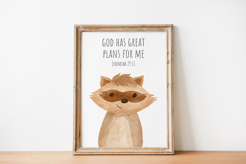 Woodland Animals With Bible Verse Printable Wall Art Digital | Etsy