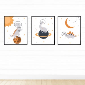 Printable Dino Astronauts Wall Art for Nursery Decor, Digital Download ...