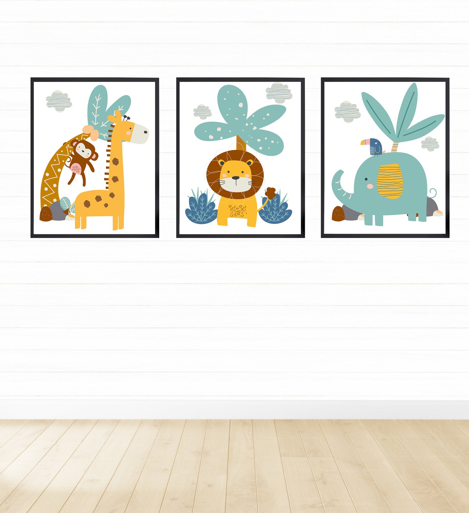 Safari Printable Wall Art Set of 3 Digital Download Nursery Etsy
