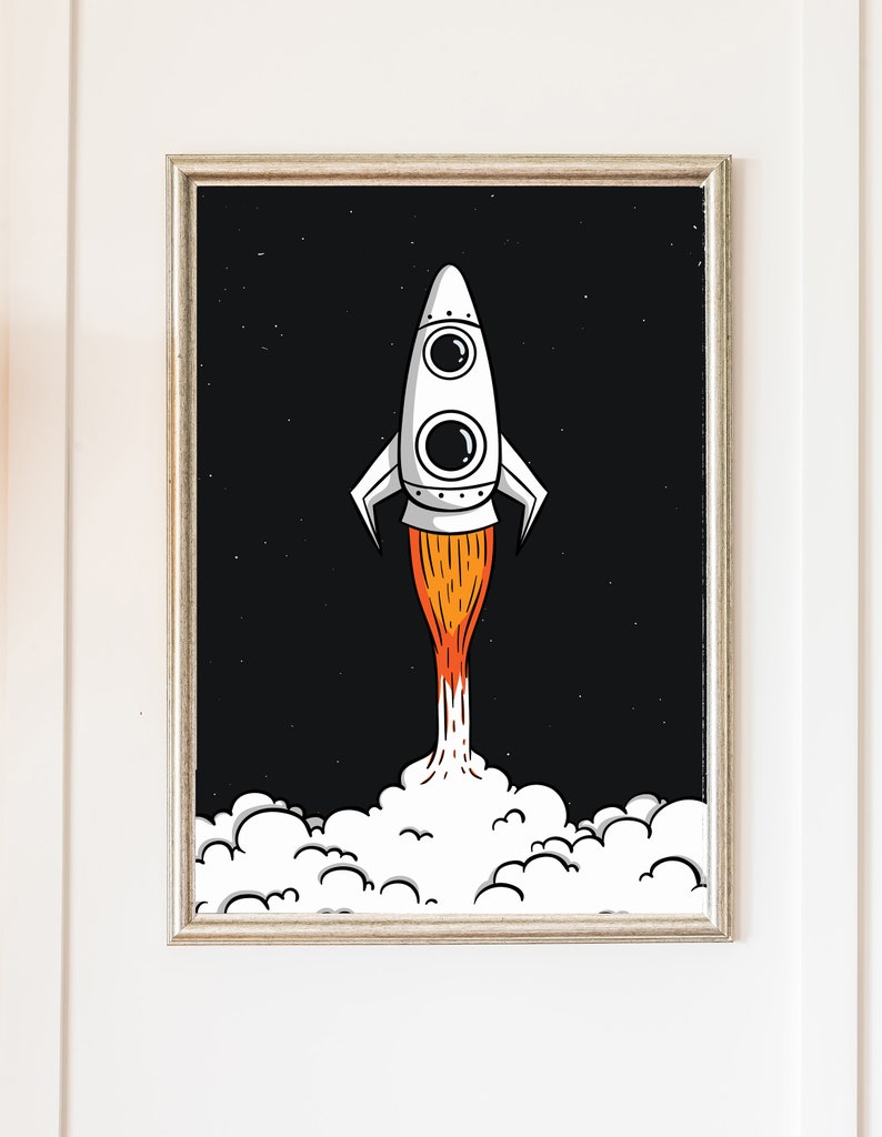 Rocket Printable Wall Art Digital Download Space Wall Art Etsy
