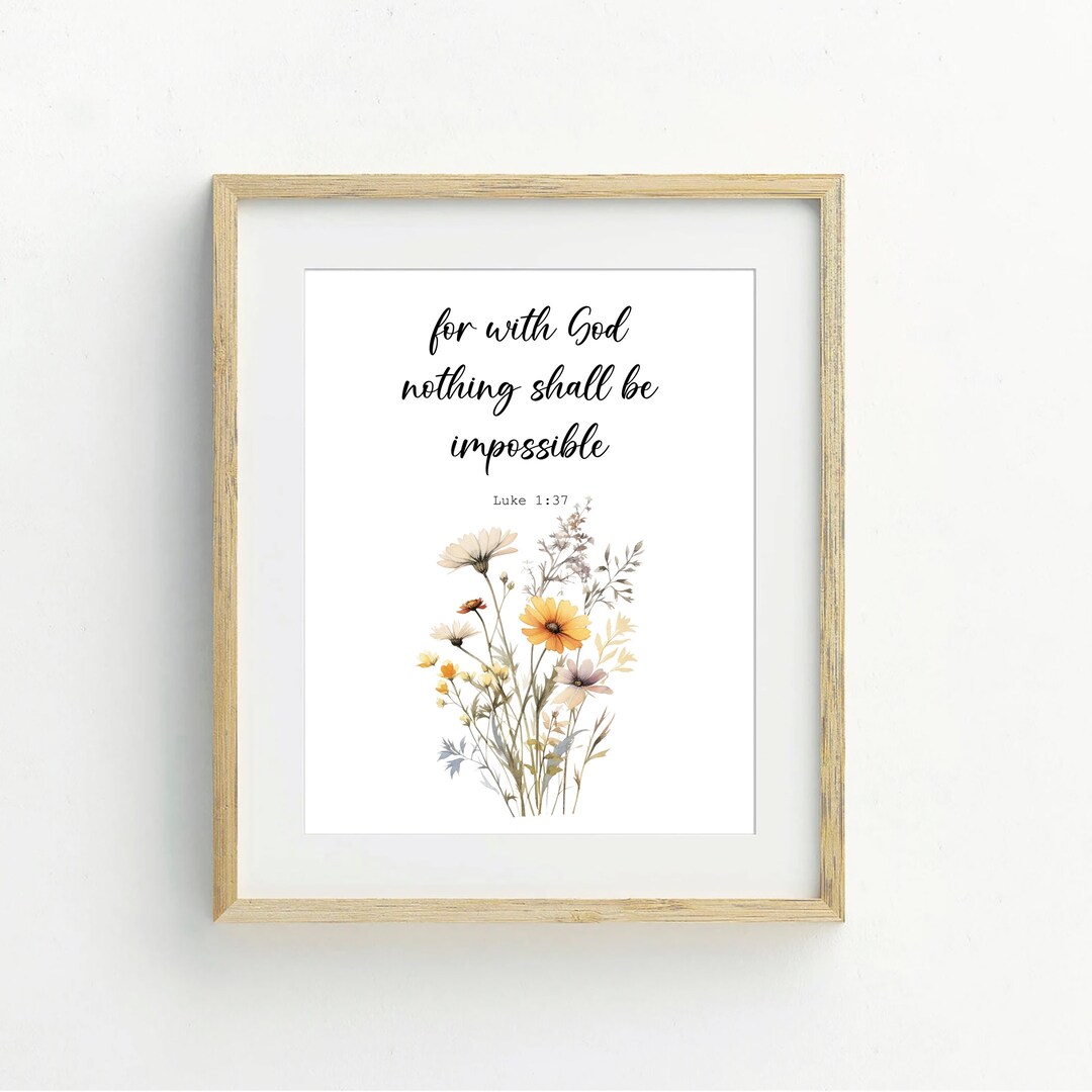 Luke 1:37 Printable Wall Art, Digital Download, Christian Nursery ...