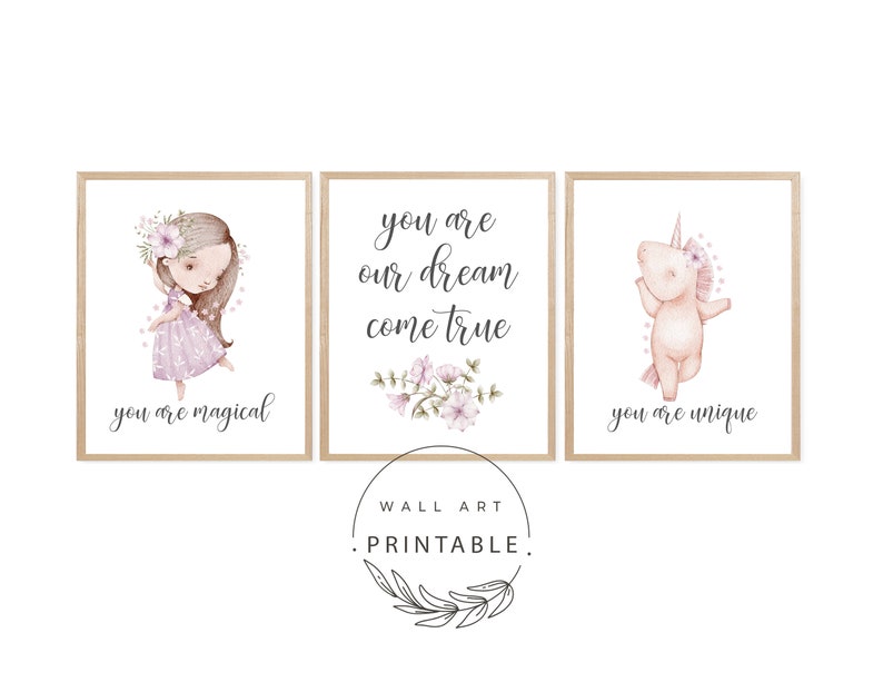 Set of 3 Printable Wall Art for Baby Girl Nursery Decor - Etsy