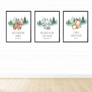 Watercolor Woodland Animals With Bible Verses Printable Wall - Etsy