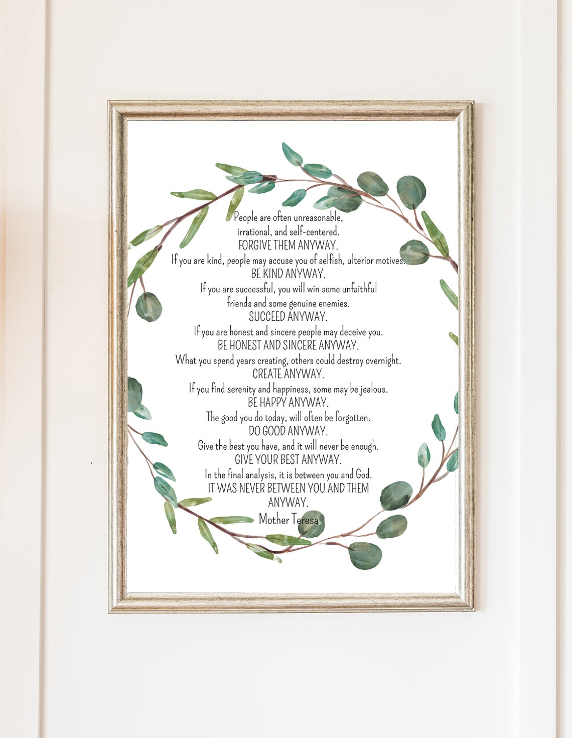 Mother Teresa Quote Printable Wall Art Digital Download - Etsy