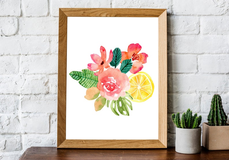 Set of 3 tropical flower wall art prints for Home Decor Etsy