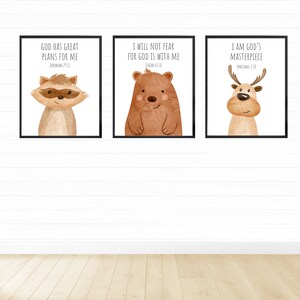 Woodland Animals With Bible Verse Printable Wall Art Digital | Etsy